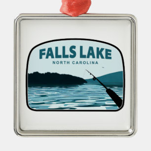 Falls Lake North Carolina Fishing Rod Metal Tree Decoration