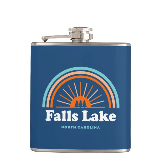 Falls Lake North Carolina Rainbow Hip Flask (Front)