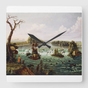 Falls of Saint Anthony by Henry Lewis Square Wall Clock
