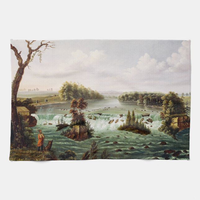 Falls of Saint Anthony by Henry Lewis Tea Towel (Horizontal)
