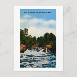 Falls on Pike River near Iron Mountain, Michigan Postcard