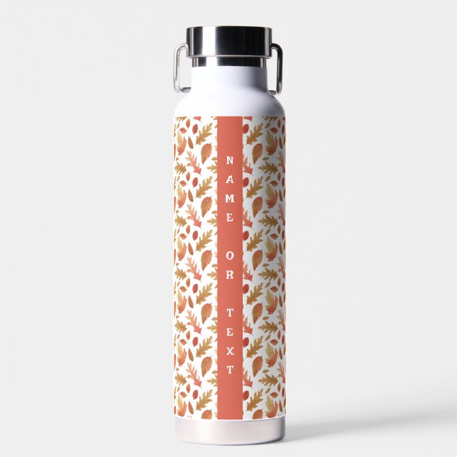Falls to Nature Autumn Leaves Earthy Sweet Pastel Water Bottle (Front)