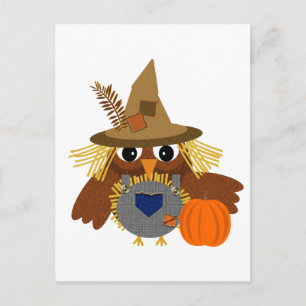 Fally the Adorable Scarecrow Owl Postcard