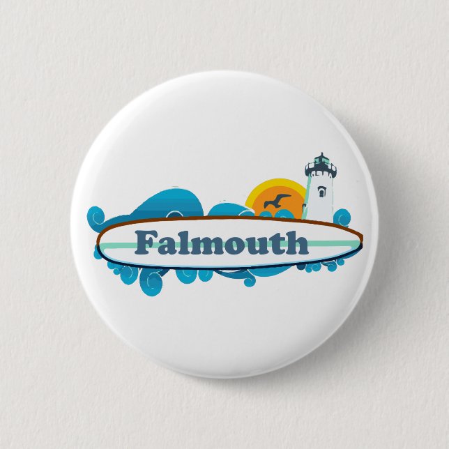 Falmouth - Cape Cod. 6 Cm Round Badge (Front)
