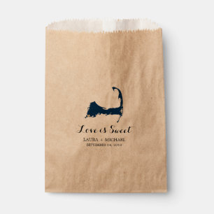 Falmouth Cape Cod Map with Heart   Favours Favour Bags