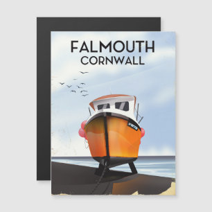 Falmouth Cornwall Fishing boat travel poster