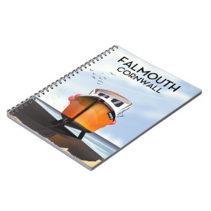 Falmouth Cornwall Fishing boat travel poster Notebook