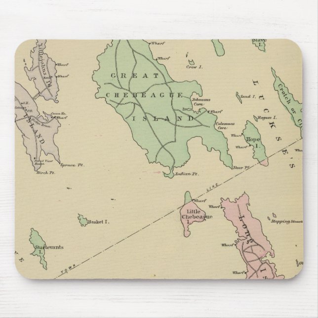 Falmouth Foreside, adjacent islands, Casco Bay Mouse Mat (Front)