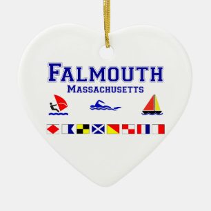 Falmouth MA Signal Flag Ceramic Tree Decoration