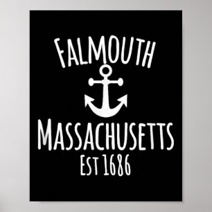 Falmouth Nautical Sailing Coastal Boating Rustic A Poster