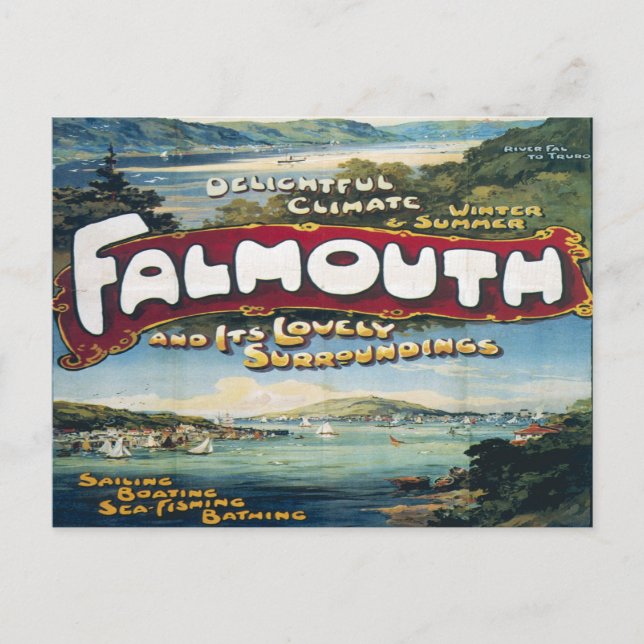 falmouth Vacation vintage Image retro travel Postcard (Front)