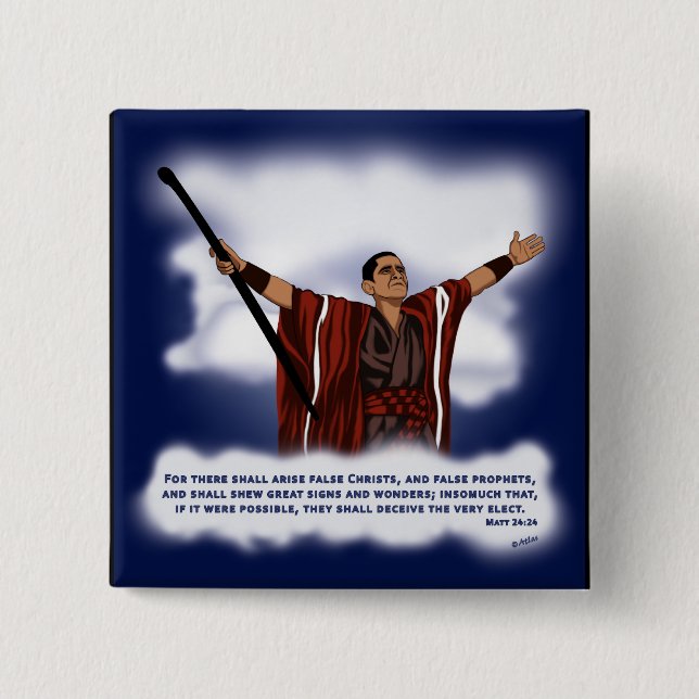 False Christ (Obama) 15 Cm Square Badge (Front)