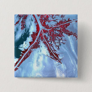 False colour satellite 15 cm square badge