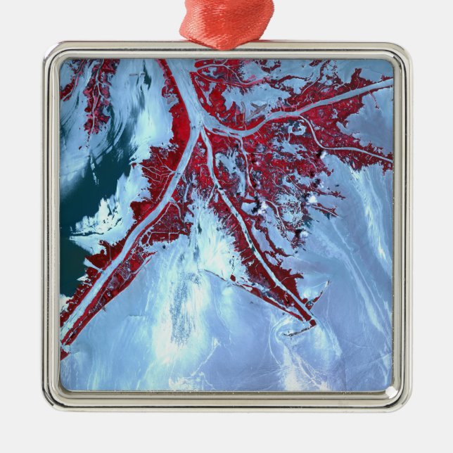 False colour satellite metal tree decoration (Front)