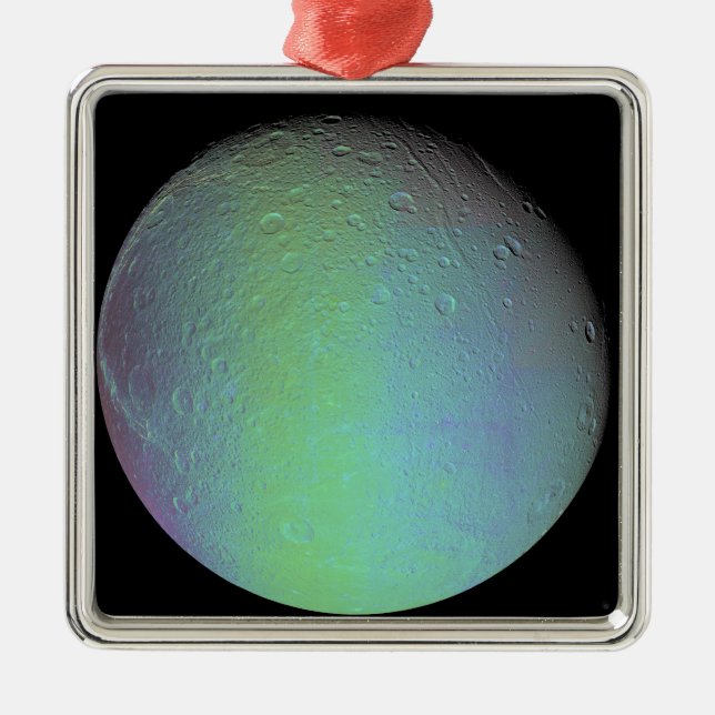 False colour view of Saturn's moon Dione Metal Tree Decoration (Front)