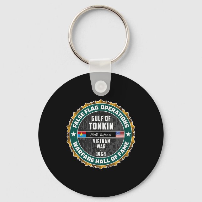 False Flag Operation Warfare Strategy Gulf Tonkin  Key Ring (Front)
