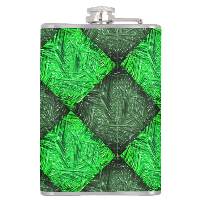 False green chess grass or coconut leaves hip flask (Back)