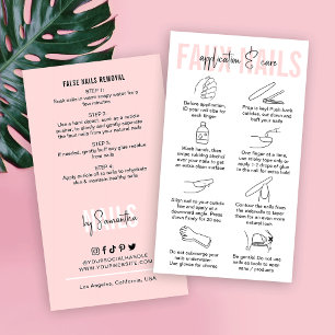 False Nails Care & Application Guide Blush Pink Business Card