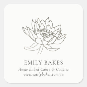 FALSE SILVER LOTUS FLORAL BUSINESS PROFESSIONAL SQUARE STICKER