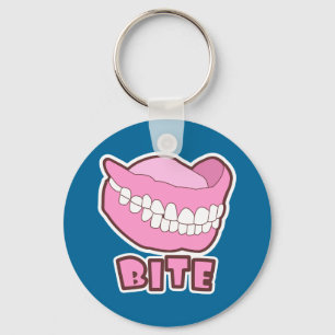 False Teeth Dentures Bite Key Ring