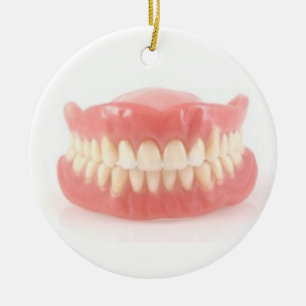 FALSE TEETH FOR THE OVER THE HILL CHRISTMAS CERAMIC TREE DECORATION