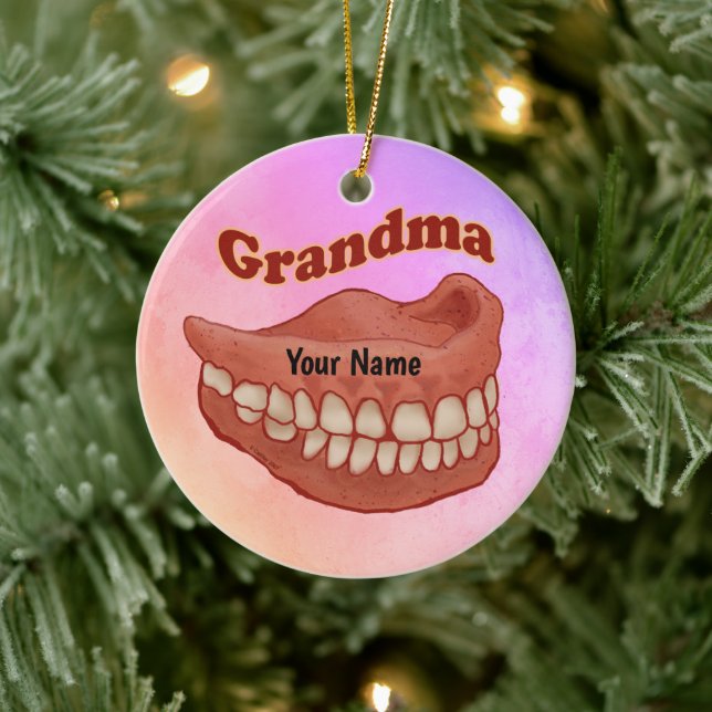 False Teeth Grandma  Ceramic Tree Decoration (Tree)