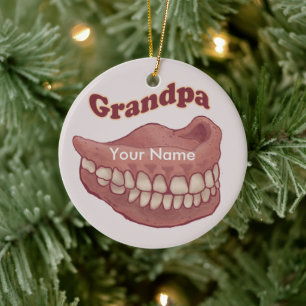 False Teeth Grandpa  Ceramic Tree Decoration