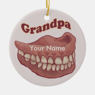 False Teeth Grandpa  Ceramic Tree Decoration
