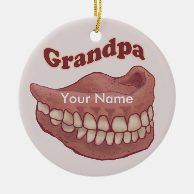 False Teeth Grandpa  Ceramic Tree Decoration (Front)