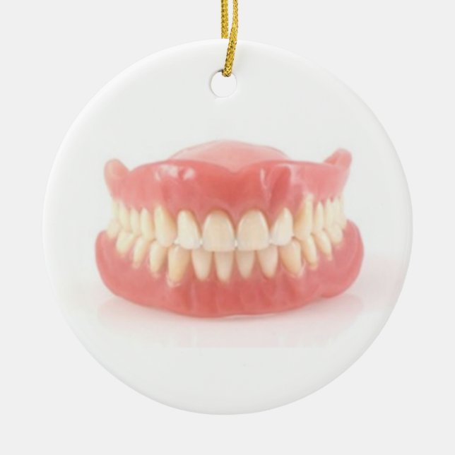 "FALSE TEETH" OVER THE HILL ORNAMENT AND GIFT (Front)