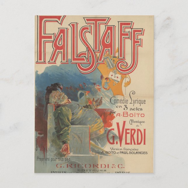 Falstaff opera poster (Paris première 1894) Postcard (Front)