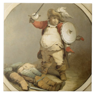 Falstaff with the Body of Hotspur, c.1786 (oil on Tile