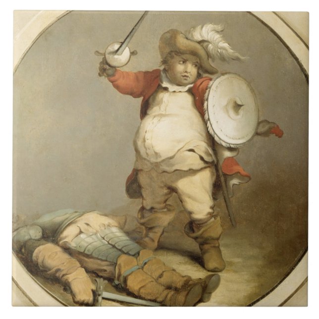 Falstaff with the Body of Hotspur, c.1786 (oil on Tile (Front)