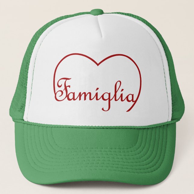 Famiglia Italian Family heart Red Trucker Hat (Front)