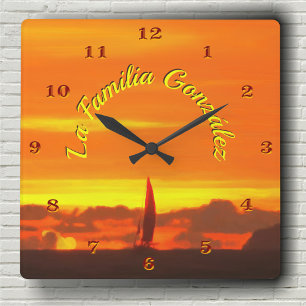 Familia Sailboat Sunset 1300 Square Wall Clock
