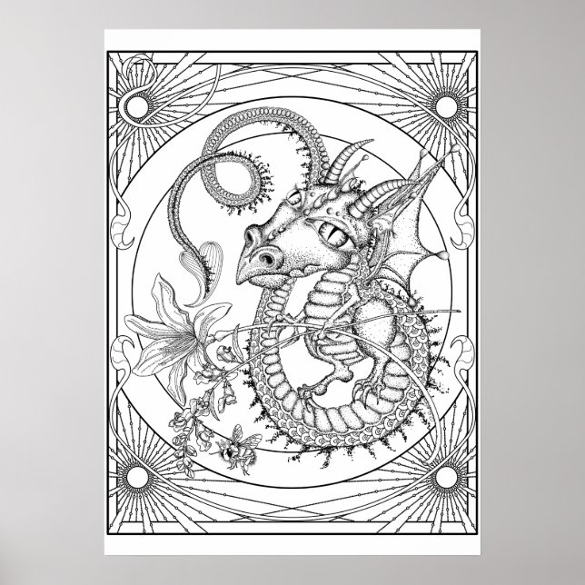 Familiar Dragon: DIY Colouring Poster by Sonja (Front)