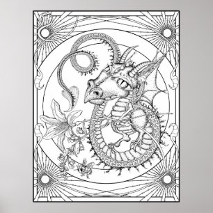Familiar Dragon: LARGE DIY Colouring by Sonja A.S. Poster