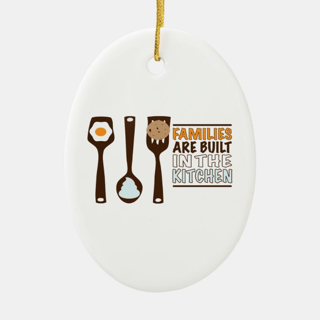 Families Are Built In The Kitchen Ceramic Tree Decoration (Front)