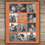 Family 11 Photo Burnt Orange Fleece Blanket<br><div class="desc">Personalised elegant family photo fleece blanket features a burnt orange background that can be changed to any colour, Simply add 11 photos of your choice and your own personalised text in chic handwritten script calligraphy and modern stylish typography. Makes a wonderful keepsake gift for yourself, your family & friends. Perfect...</div>