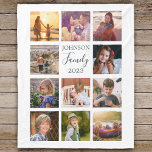 Family 11 Photo Collage Black Fleece Blanket<br><div class="desc">Personalised elegant family photo fleece blanket features a black background that can be changed to any colour, Simply add 11 photos of your choice and your own personalised text in chic handwritten script calligraphy and modern stylish typography. Makes a wonderful keepsake gift for yourself, your family & friends. Perfect Christmas...</div>