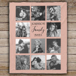 Family 11 Photo Collage Dusty Pink Fleece Blanket<br><div class="desc">Personalised elegant family photo fleece blanket features a dusty pink background that can be changed to any colour, Simply add 11 photos of your choice and your own personalised text in chic handwritten script calligraphy and modern stylish typography. Makes a wonderful keepsake gift for yourself, your family & friends. Perfect...</div>