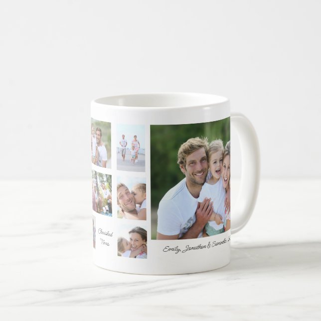 Family 12 Photo Collage Sentimental Quotes Name Coffee Mug (Front Right)
