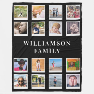 Family 16 Photo Collage Personalised Large Fleece Blanket