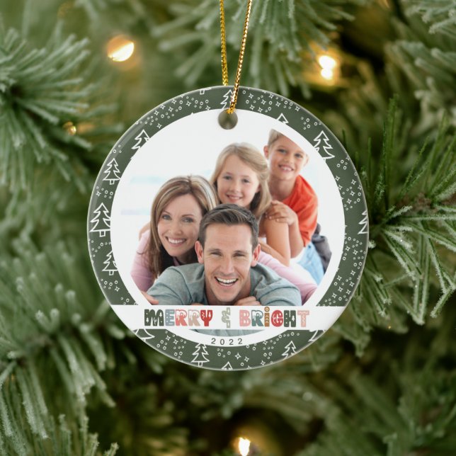 Family 2022 Christmas Photo Ceramic Tree Decoration (Tree)