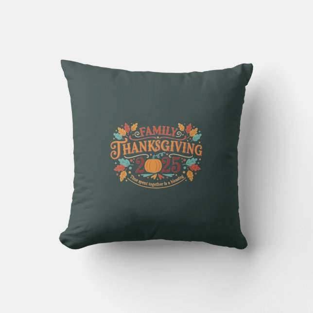 Family 2025 fall holiday  cushion (Front)