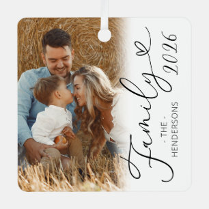 Family 2026 Photo Christmas Metal Tree Decoration