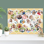 Family 28 Photo Collage Honeycomb Mosaic Canvas Print<br><div class="desc">Create your own gallery wrapped photo canvas with honeycomb mosaic design. The photo template is set up for you to add 28 of your favourite family photos which are displayed in hexagon shapes to form the geometric pattern. It has a neutral colour theme of honey beige and white. If you...</div>