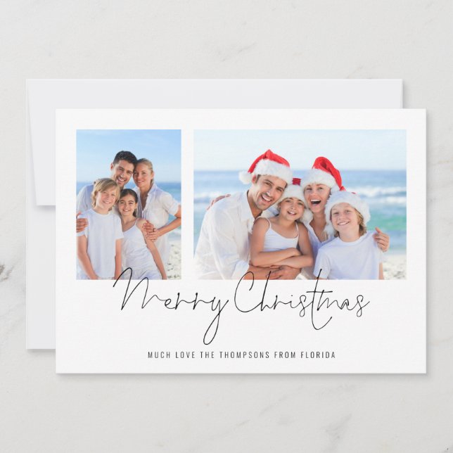 Family 2 Photo Script Merry Christmas from Florida Holiday Card (Front)