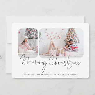 Family 2 Photos Script Merry Christmas Card