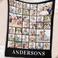 Family 33 Photo Collage Personalised Name Black